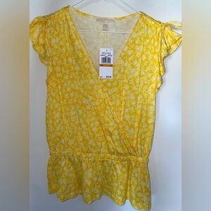 Michael Kors Sunflower Yellow Floral Top